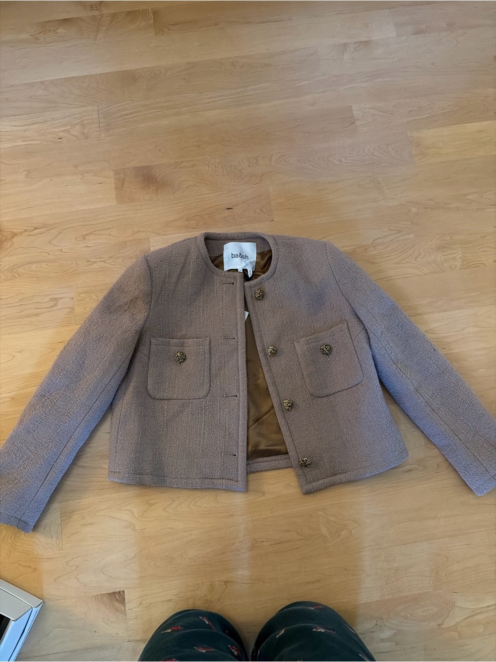 ba&sh Meredith Tweed Collarless Women's Blazer